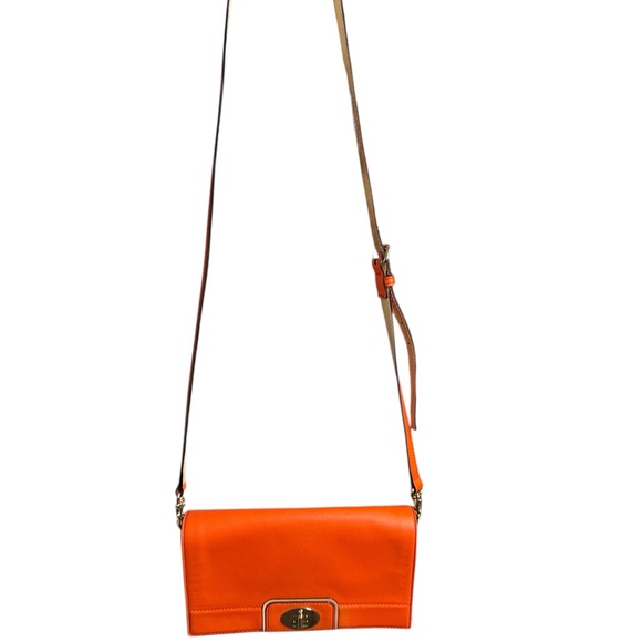 Kate Spade EUC Bright Orange Leather Shoulder Bag - Picture 3 of 6